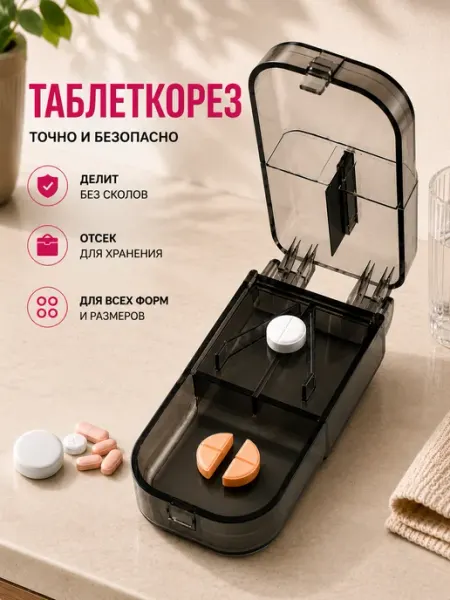 Таблетница с делителем контейнером для таблеток таблеткорез