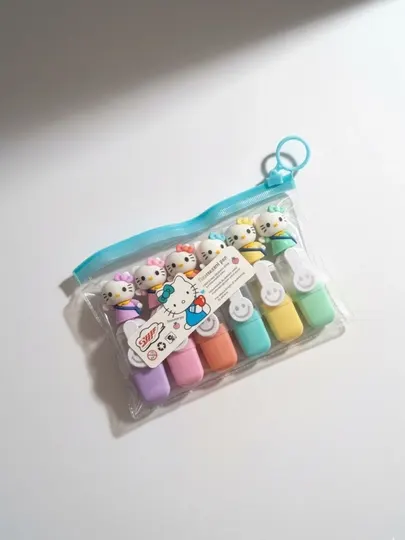 Набор мини-маркеров Kuromi, Hello Kitty – 6 цветов, в чехле - Фломастеры