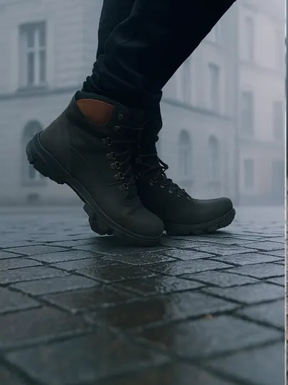 Мужские зимние сапоги из нубука тёплые, удобные