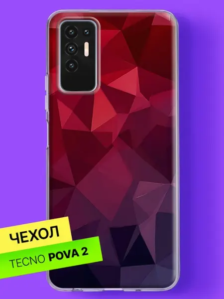 Чехол на Pova 2 Рубиновая полигональная мозаика TECNO