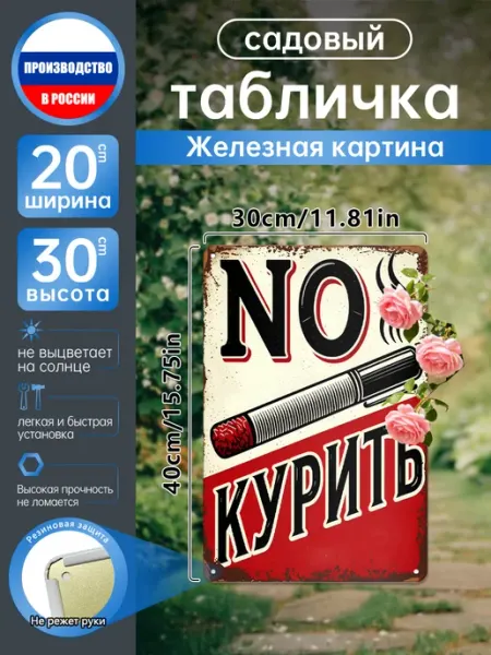 Металлическое панно Запрет курения Ретро