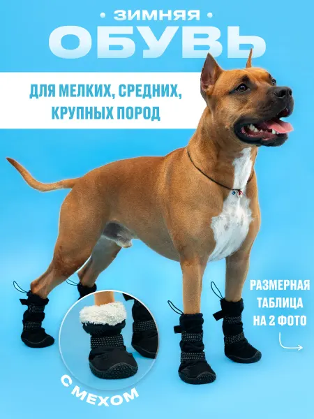 Лилуша зимняя обувь для собак с мехом