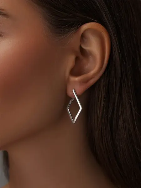 Серьги бижутерия крупные стильные ромбы Flevo