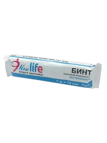 Бинт марлевый медиц нестерильный new life 7мх14см инд уп Навтекс