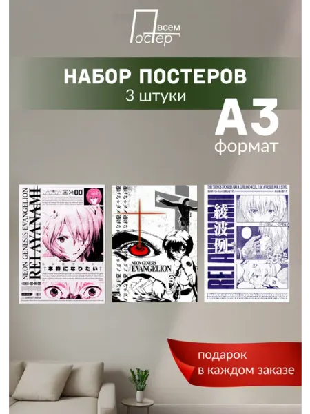 Постер на стену аниме Евангелион Постер всем