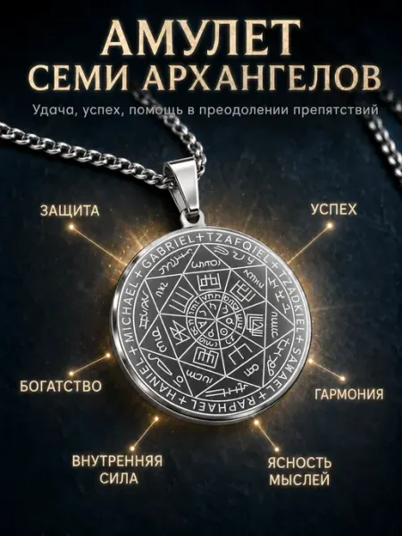 Амулет Семь Архангелов серебристый на цепочке