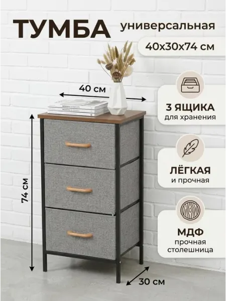 Тумба для детской комнаты узкая с тремя ящиками MebelPRO