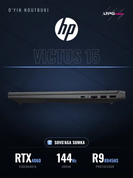 Ноутбук игровой HP Victus 15 15.6" FHD 144 Гц, Ryzen 9 8945HS, RTX 4060 8 ГБ, 16/512 ГБ - Игровые ноутбуки