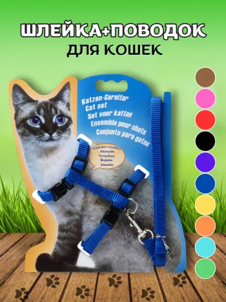 Шлейка для кошек с поводком анатомическая ZooMarket <3