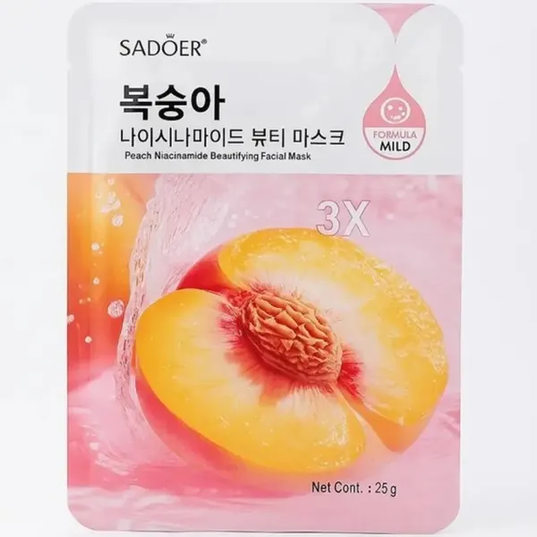PEACH Niacinamide Beautifying Facial Mask, Sadoer (персик тканевая маска для лица с ниацинамидом), 25 мл.