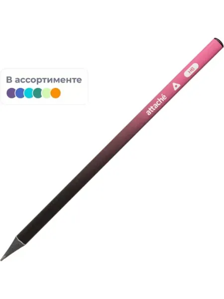 Карандаш чернографитный трехгранный ассорти Attache