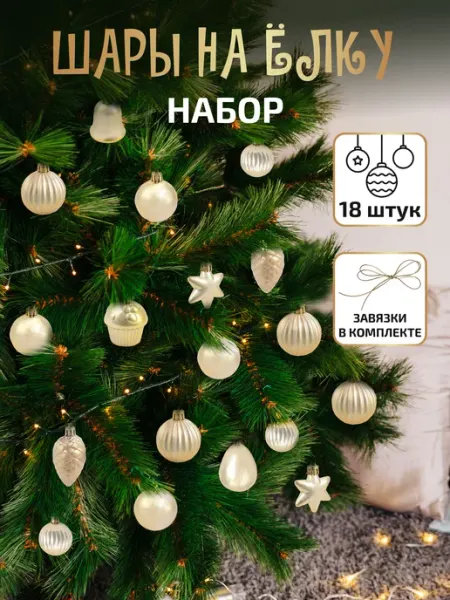 Набор новогодних елочных шаров игрушек 18шт, 5см пластик MILAND