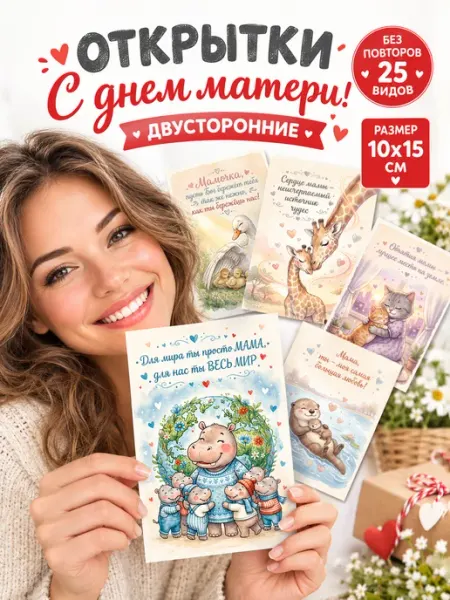 Мини открытки набор с пожеланиями для мамы MAJIVVI HOME