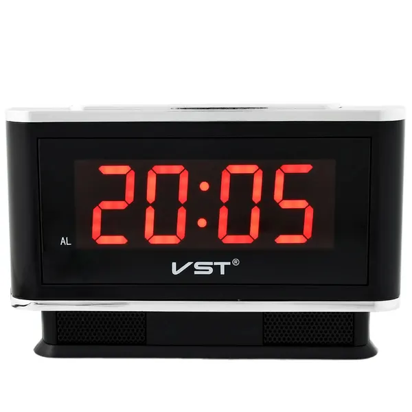 Сетевой будильник Vst721-1 часы 220В красн. цифры+USB кабель (без адаптера)
