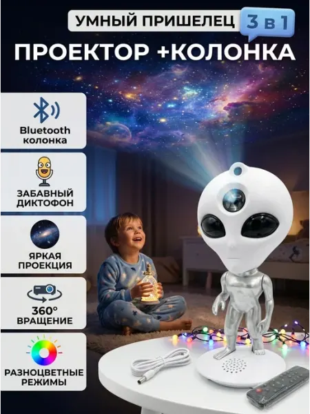 Светильник ночник проектор звездного неба космонавт NovaShop