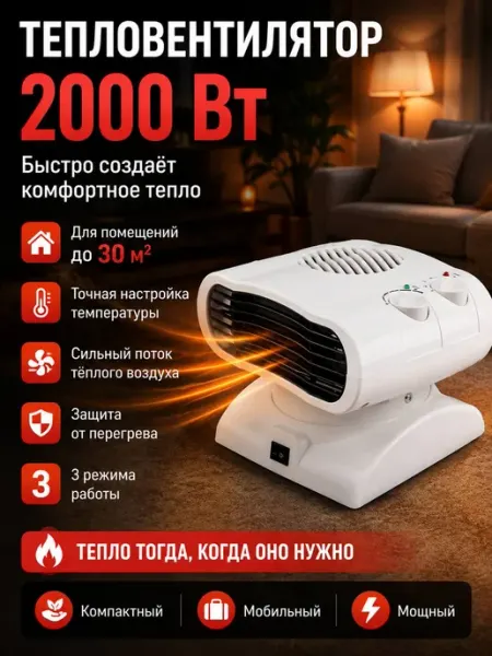 Обогреватель электрический для дом 2000 Вт Amins shop