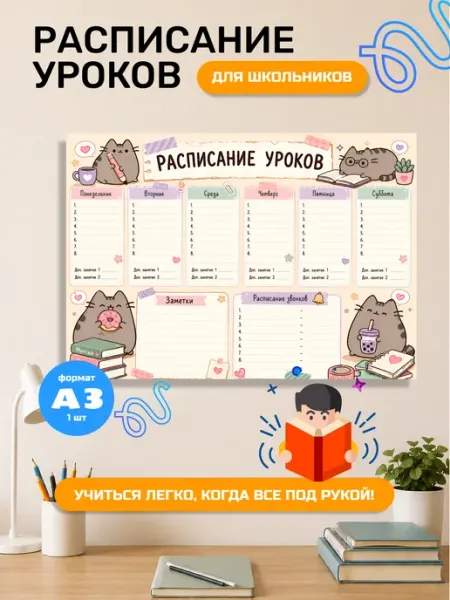 Расписание уроков для школьников, плакат А3