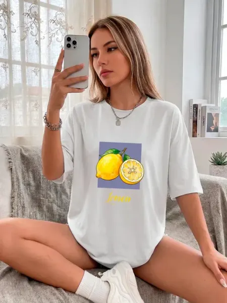 Футболка женская базовая с принтом лимон GRAFFIX
