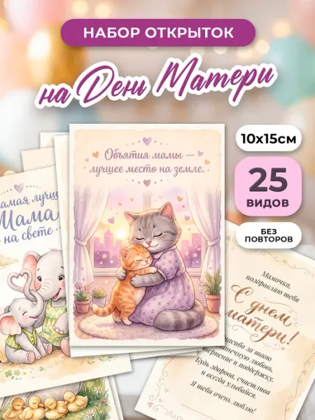 Мини открытки набор с пожеланиями для мамы Pank.serg
