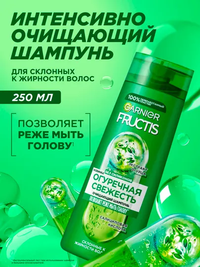 Garnier Fructis Укрепляющий шампунь для волос, Огуречная Свежесть, 250 мл