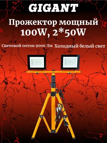 Прожектора на штативе 100W, 2*50W 6400К 220V. GTMS-100 GIGANT