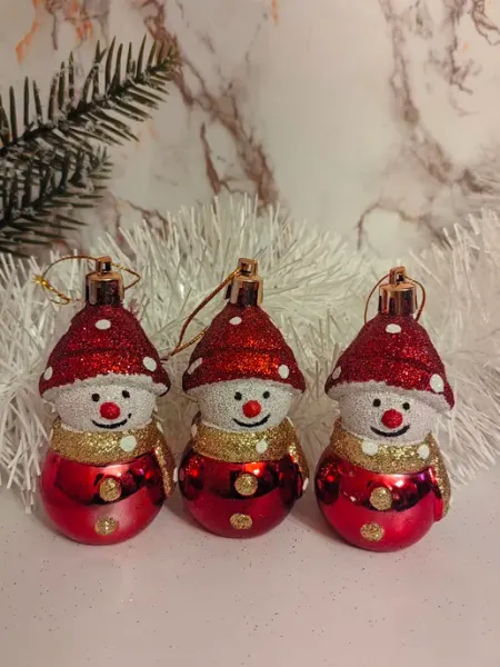 Новогодние игрушки на елку 7см 3шт снеговики JAS&MUM
