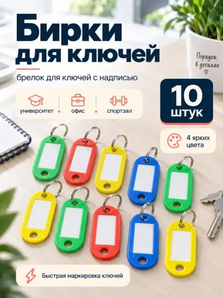 Бирки для ключей с надписью, 10 штук