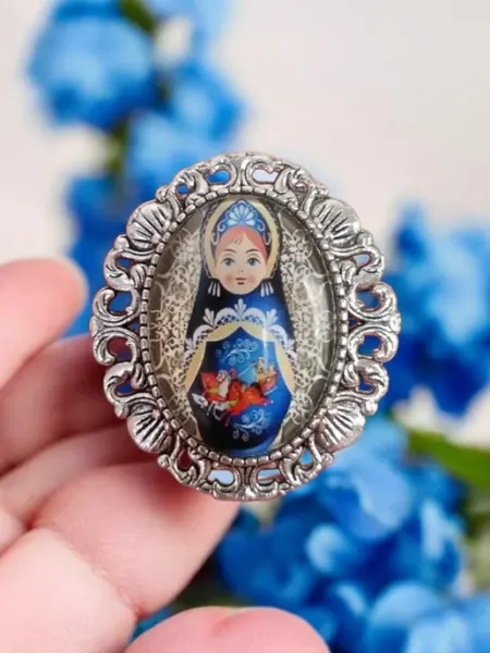Брошь кулон винтажная матрешка ANNUSHKA JEWELRY