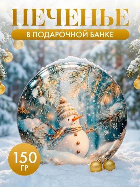 Печенье сдобное новогодний Снеговик, ж б 150г Сладкая сказка