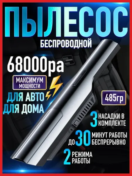 Ручной беспроводной пылесос для автомобиля и дома Nano Vacuum Cleaner