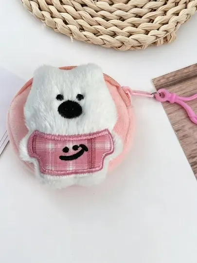 Мини кошелек, дизайн мишка, мягкий кошелек для девочек, с брелоком, подвеска на сумку - Кошельки для девочек