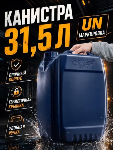 Канистра для бензина и воды пластиковая 31,5 литров синяя Braucher