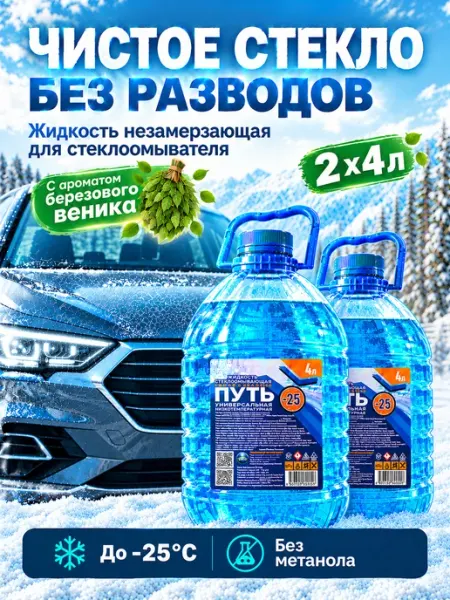 Стеклоомывающая жидкость для автомобиля зимняя, набор 2 шт Путь