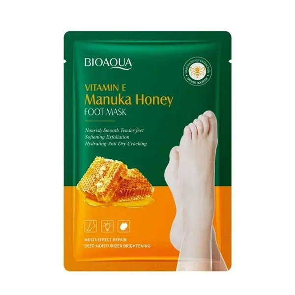 Vitamin E MANUKA HONEY Foot Mask, BIOAQUA (Тканевая маска-носочки для НОГ с витамином Е и мёдом манука), 35 мл.