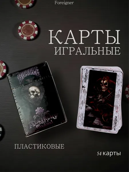 Карты игральные Alchemy England пластиковые 54 шт, для покера, карточных игр и досуга