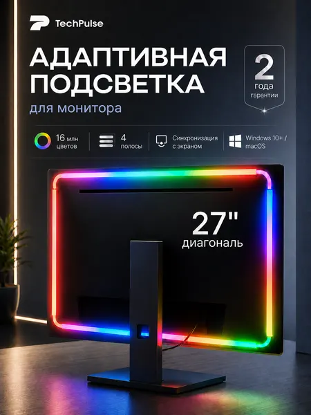 4 полосы светодиодная лента с адаптивной подсветкой для мониторов 27