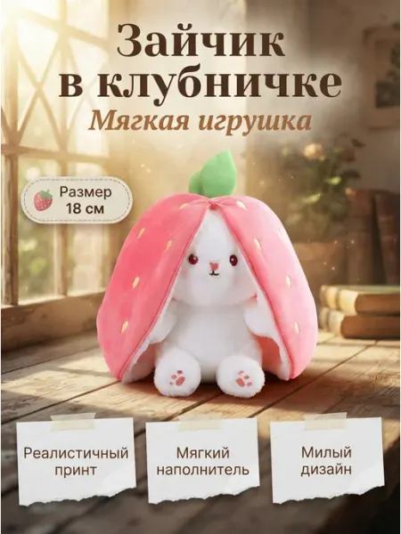 Мягкая игрушка кролик в клубнике 18 см сувенир Plush toys