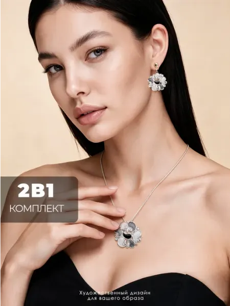 Комплект украшений серьги и подвеска