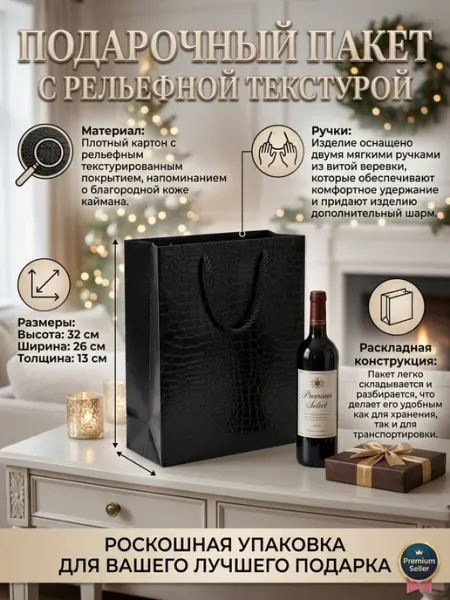 Пакет подарочный рельефный кайман 5 шт