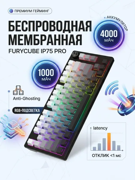 FURYCUBE Беспроводная Мембранная клавиатура IP75 PRO