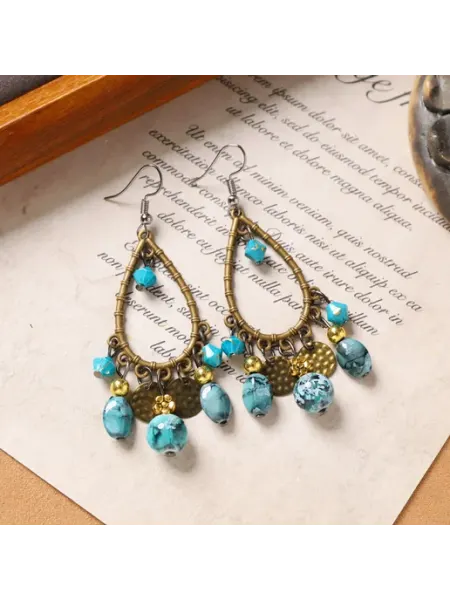 Серьги этнические ловец снов длинные с бохо бусами be self true jewel