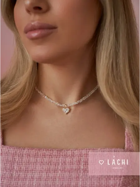 Колье на шею из кристаллов с сердцем Lachi