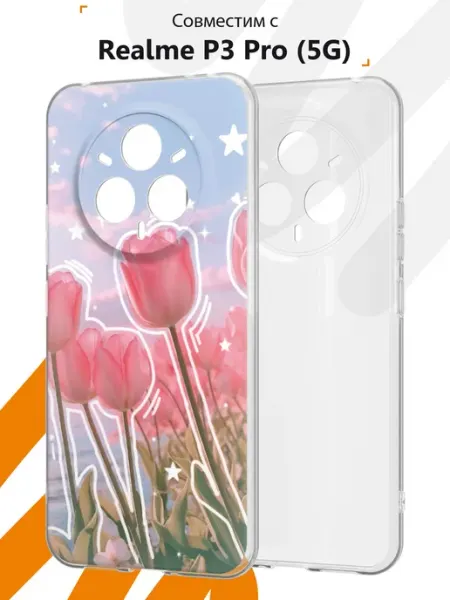 Чехол Realme P3 Pro (5G) с принтом Цветы Мобилиус