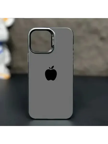 Чехол на SAMSUNG A12 Черный прозрачный логотип Apple