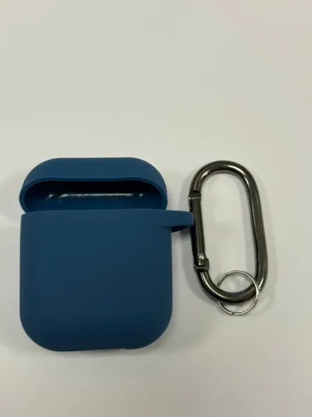 Силиконовый чехол для Apple AirPods с карабином Blue NO NAME