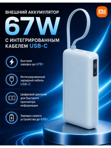 Внешний аккумулятор 67W 10000 mAh (Integrated Cable) Xiaomi