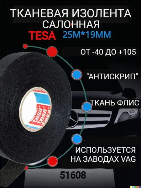 Tesa Изолента 51608, 1 шт. шумоизоляция автомобильная салонн