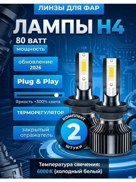 Светодиодные led лампы для авто диодные Standart Н4 DINIUSI