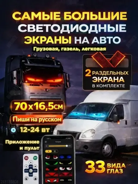 Светодиодная наклейка для авто гибкий LED дисплей 70 см RUTUNER
