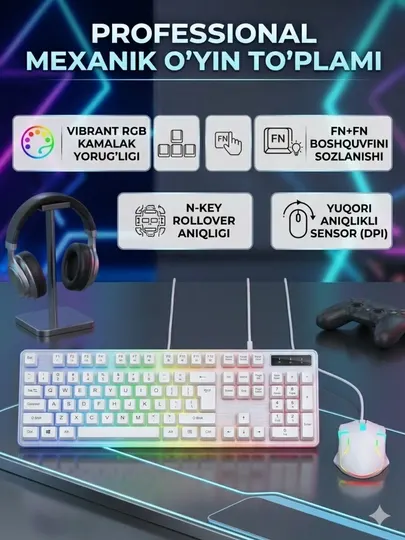 Механическая клавиатура игровая клавиатура белая клавиатура игровой набор клавиатура и мыш